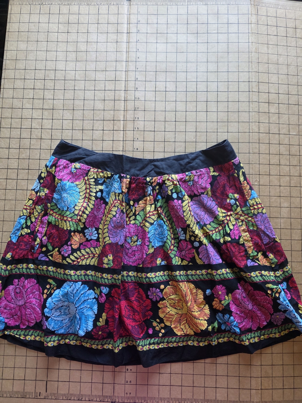 Anthropologie Edmé & Esyllte Boho Floral Midi Skirt Sz L A-Line Cotton - Picture 10 of 11